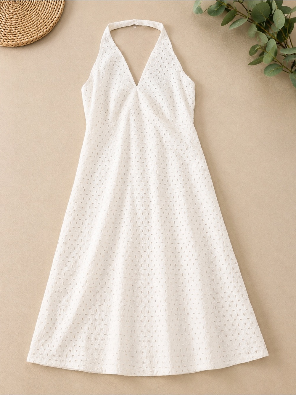 a new day White Eyelet Halter A-Line Maxi Dress